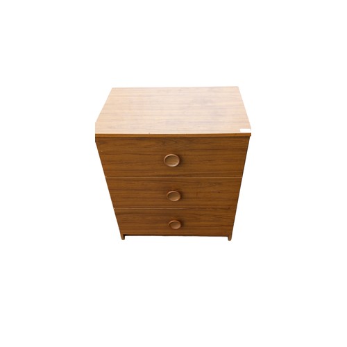 53 - RETRO TEAK 3 DRAWERR CHEST OF DRAWERS