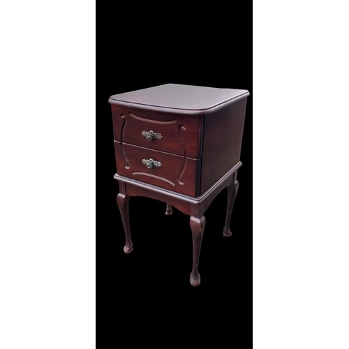 58 - 2 DRAWER BEDSIDE ON A QUEEN ANNE LEG