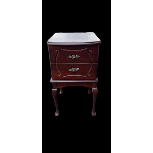 58 - 2 DRAWER BEDSIDE ON A QUEEN ANNE LEG