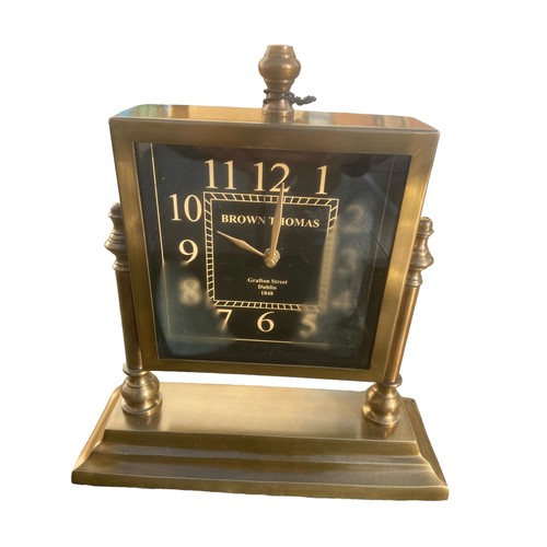 93 - A NEW BROWN THOMAS GRAFTON STREET DUBLIN BRONZED FINISH CLOCK  ON STAND