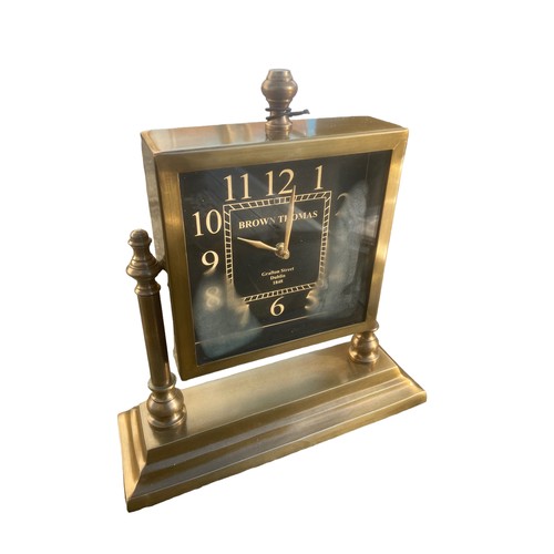 93 - A NEW BROWN THOMAS GRAFTON STREET DUBLIN BRONZED FINISH CLOCK  ON STAND