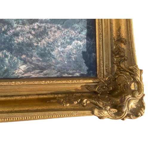 105 - A LARGE ORNATE HEAVY GILT FRAMED OILOGRAMME 41x30