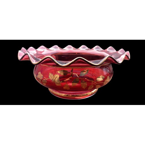 125 - BOHEMIAN RUBY GLASS BOWL IN BOX