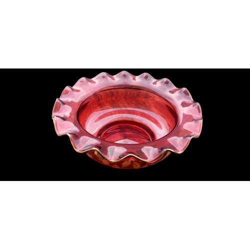 125 - BOHEMIAN RUBY GLASS BOWL IN BOX