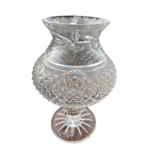 165 - A CAVAN BON BON JAR & LID & A BEAUTIFUL CRYSTAL CANDLE LANTERN