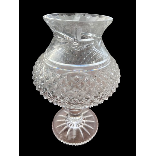 165 - A CAVAN BON BON JAR & LID & A BEAUTIFUL CRYSTAL CANDLE LANTERN