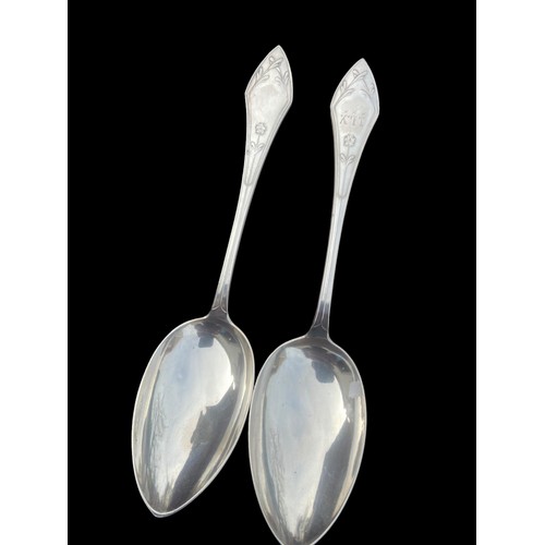 214 - 2 STUNNING SILVER SPOON WITH FLORAL DESIGN 96.47gms