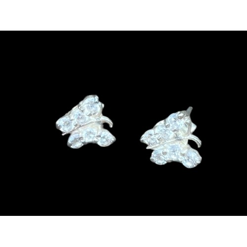 185 - A GEM SET SILVER BUTTERFLY EARRINGS