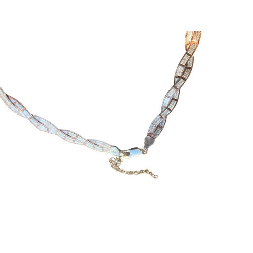 227 - A WOVEN SILVER NECKLACE WITH A COPPER FINISH