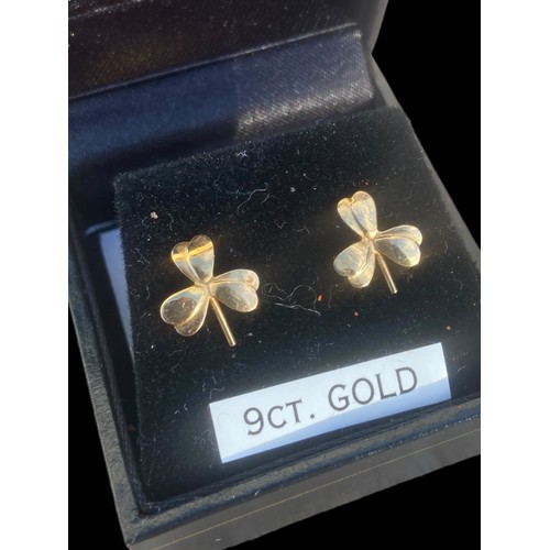 250 - A PAIR OF 9ct GOLD SHAMROCK EARRINGS