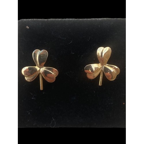 250 - A PAIR OF 9ct GOLD SHAMROCK EARRINGS