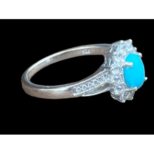 262 - A DESIGNER SILVER GEM SET TURQOUISE RING