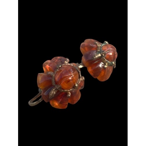 266 - VINTAGE AMBER SET SCREW BACK EARRINGS