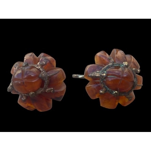 266 - VINTAGE AMBER SET SCREW BACK EARRINGS