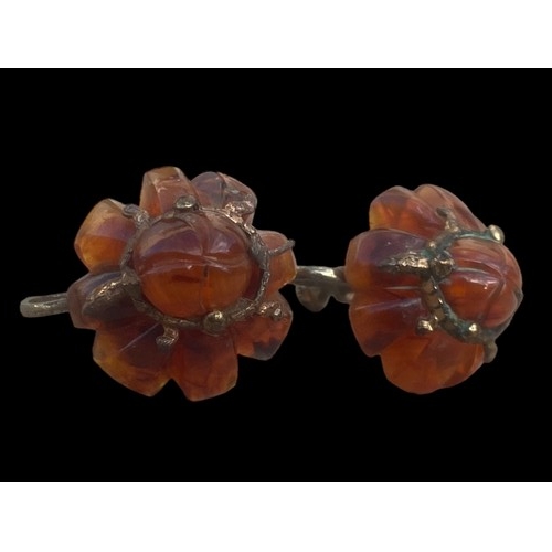 266 - VINTAGE AMBER SET SCREW BACK EARRINGS