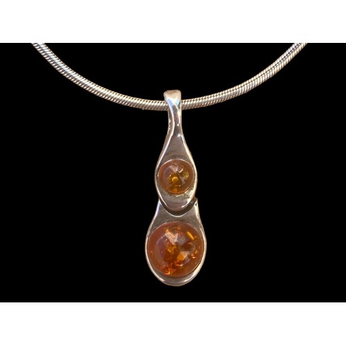 270 - A SILVER NECKLACE BY ARGENTO WITH 2 AMBER STONES