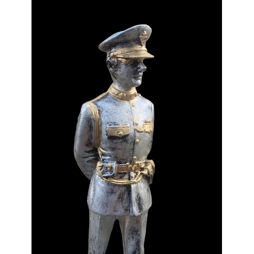 292 - A SILVERED & GILT FINISHED R.U.C FIGURINE ON PLINTH 10