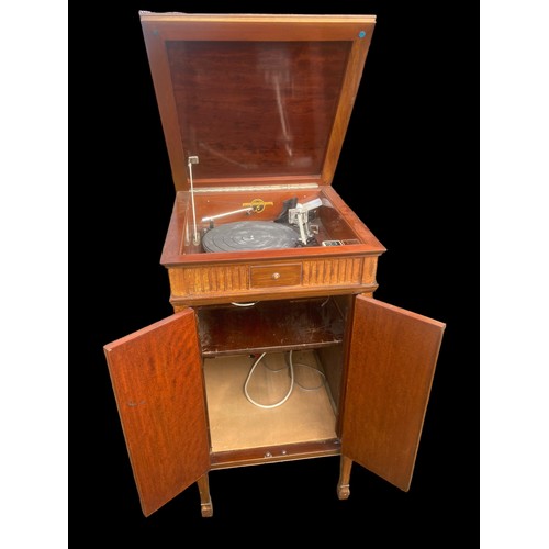 293 - AN ANTIQUE MUSIC CABINET WITH BUILT IN TURNTABLE