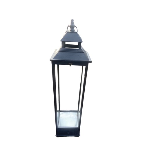 315 - A DARK GREY CANDLE LANTERN 1 GLASS PANEL MISSING 51