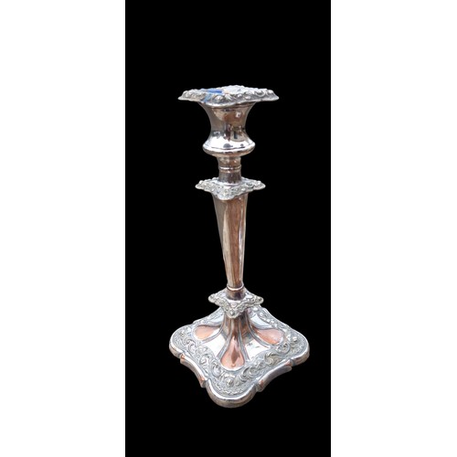 137 - PAIR OF SILVER PLATE GEORGIAN CANDLESTICKS 10