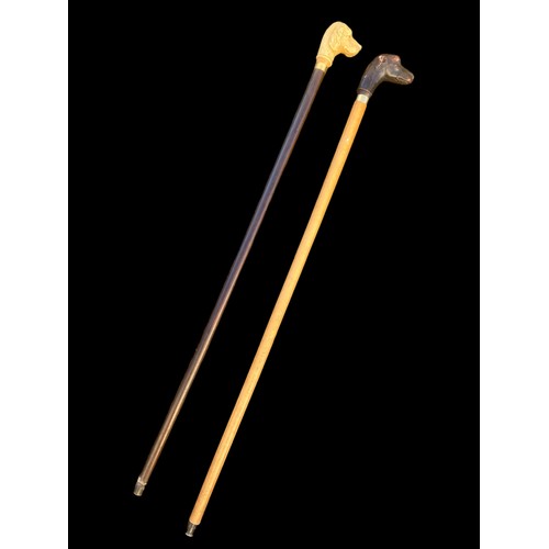 317 - 2 DOG HEAD WALKING STICKS