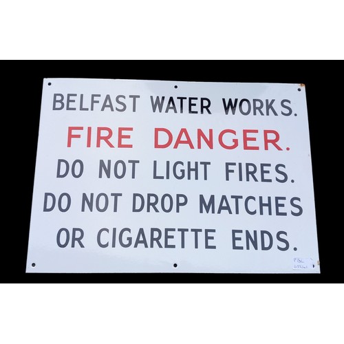 343 - A VINTAGE BELFAST WATER WORKS ENAMEL SIGN 20X14