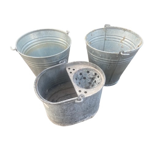 345 - 2 GALVANISED BUCKETS AND A MOP BUCKET