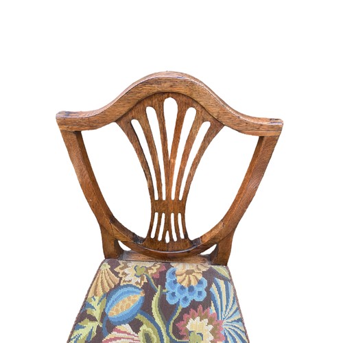 353 - A GEORGIAN TAPESTRY OAK CHAIR