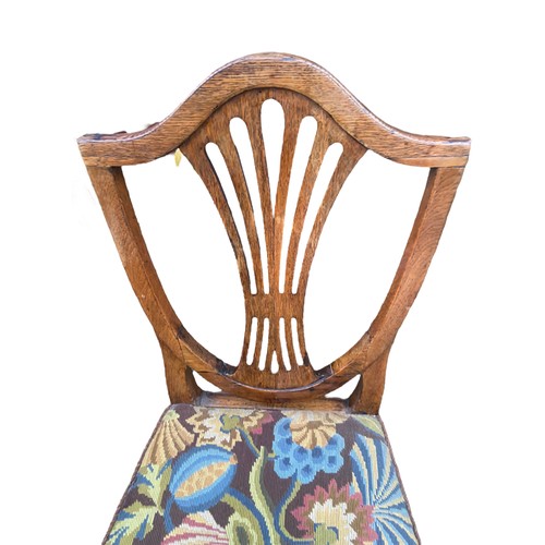 353 - A GEORGIAN TAPESTRY OAK CHAIR