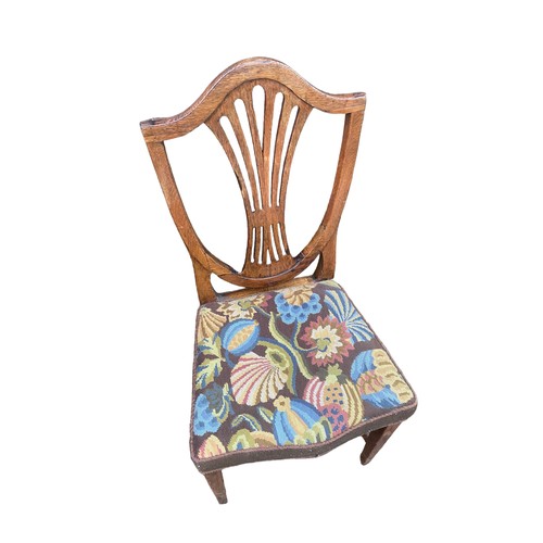 353 - A GEORGIAN TAPESTRY OAK CHAIR