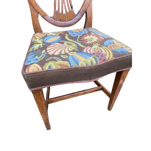 353 - A GEORGIAN TAPESTRY OAK CHAIR