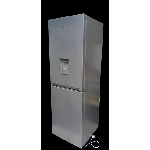 383 - SILVER INDESIT FRIDGE FREEZER WITH WATER DISPENSER