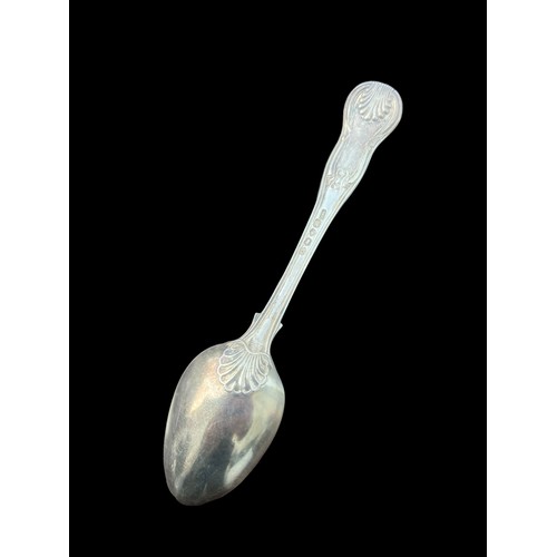 394 - PAIR OF QUEENS PATTENED LONDON SILVER SPOONS WITH CORONATION MARK 94.9gms