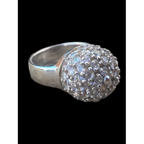 400 - A BEAUTIFUL SWAROFSKI SILVER COCKTAIL RING