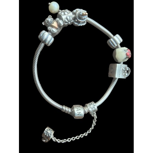 433 - A SILVER PANDORA BRACELET COMPLETE WITH CHARMS