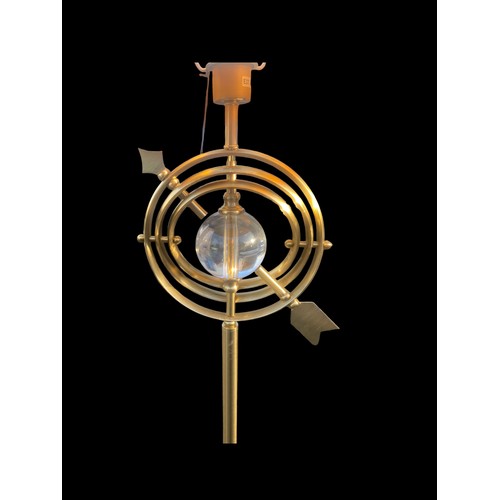 598 - A STUNNING NEW SPHERE AND ARROW  BRASS FINISH STANDARD LAMP