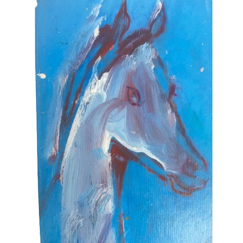 609 - FOAL ON BLUE BACKGROUND A PAINTING BY CON CAMPBELL 17X13