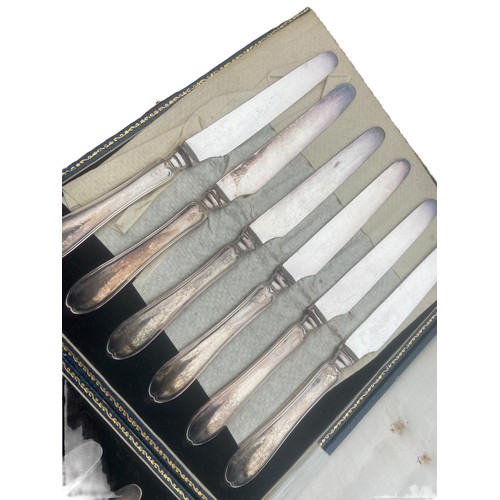 628 - 2 CASED SETS OF SILVER HANDLE FRUIT KNIVES