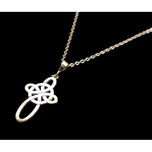 508 - A 9CT GOLD CELTIC CROSS ON A 9CT GOLD CHAIN