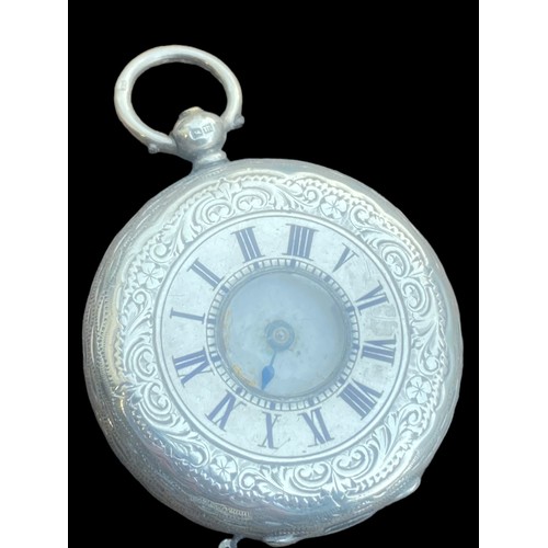 546 - A STUNNINGLY ORNATE BIRMINGHAM 1/2 HUNTER SILVER POCKET WATCH WITH FULL HALLMARKS