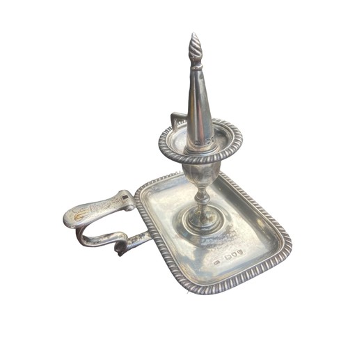 547 - A VICTORIAN LADIES CHAMBERSTICK COMPLETE WITH ITS ORIGINAL SNUFFER WEIGHS 131 GRAMS IN EXCELLENT CON... 