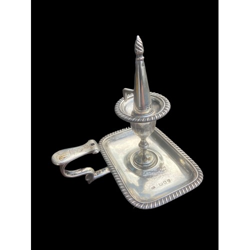 547 - A VICTORIAN LADIES CHAMBERSTICK COMPLETE WITH ITS ORIGINAL SNUFFER WEIGHS 131 GRAMS IN EXCELLENT CON... 