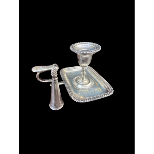 547 - A VICTORIAN LADIES CHAMBERSTICK COMPLETE WITH ITS ORIGINAL SNUFFER WEIGHS 131 GRAMS IN EXCELLENT CON... 