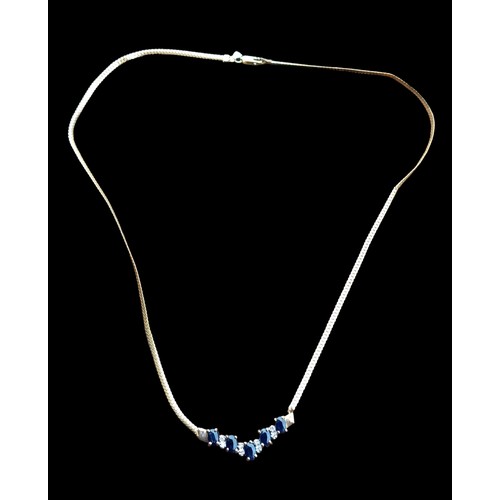 550 - A 14 CT GOLD CHAIN SET WITH 5 SAPPHIRES & 8 DIAMONDS