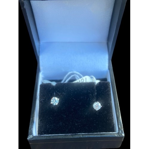 557 - A PAIR OF NEW DIAMOND STUD EARRINGS 0.33ct IN 4 CLAW MOUNTS IN 18ct WHITE GOLD