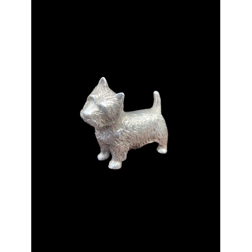 569 - A STUNNING EARLY 20CT CAST SOLID SILVER MODEL OFA SCOTCH TERRIER REALISTICALLY DECORATED BY A.E JAME... 