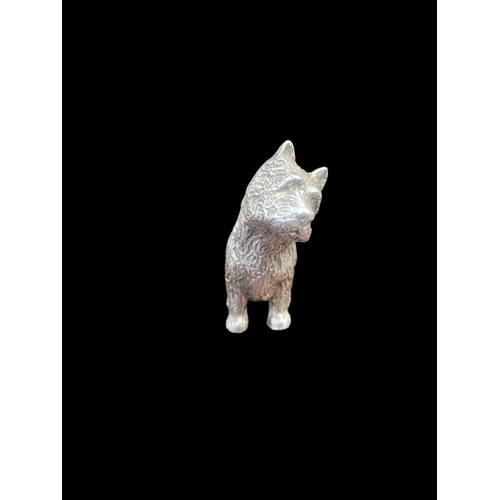 569 - A STUNNING EARLY 20CT CAST SOLID SILVER MODEL OFA SCOTCH TERRIER REALISTICALLY DECORATED BY A.E JAME... 