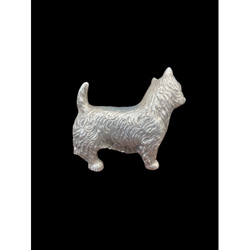 569 - A STUNNING EARLY 20CT CAST SOLID SILVER MODEL OFA SCOTCH TERRIER REALISTICALLY DECORATED BY A.E JAME... 