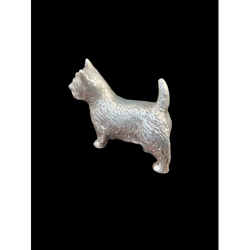 569 - A STUNNING EARLY 20CT CAST SOLID SILVER MODEL OFA SCOTCH TERRIER REALISTICALLY DECORATED BY A.E JAME... 