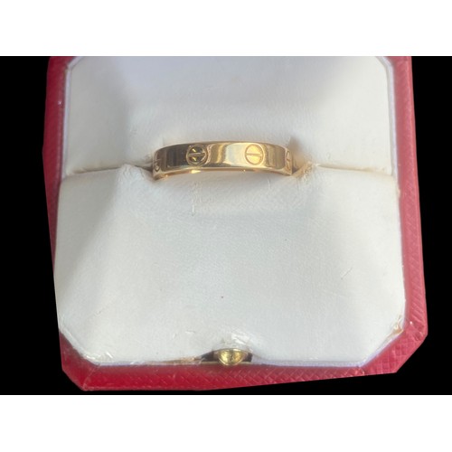 570 - AN AUTHENTIC CARTIER LOVE RING IN BOX FULL STAMP INSIDE  ABT997 SIZE 55  (750 ,18ct GOLD) SCREW DESI... 